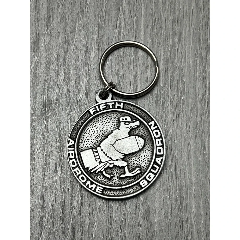 WWII US Eighth Air Force 5th‎ Airdrome Squadron ETO Keychain Medallion